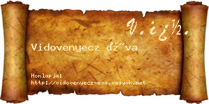 Vidovenyecz Éva névjegykártya